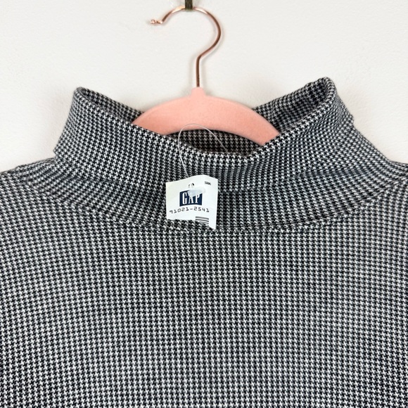 NWT Vintage Gap Houndstooth Turtleneck Long Sleeve Cotton Top Shirt‎ Size Large - Picture 7 of 9